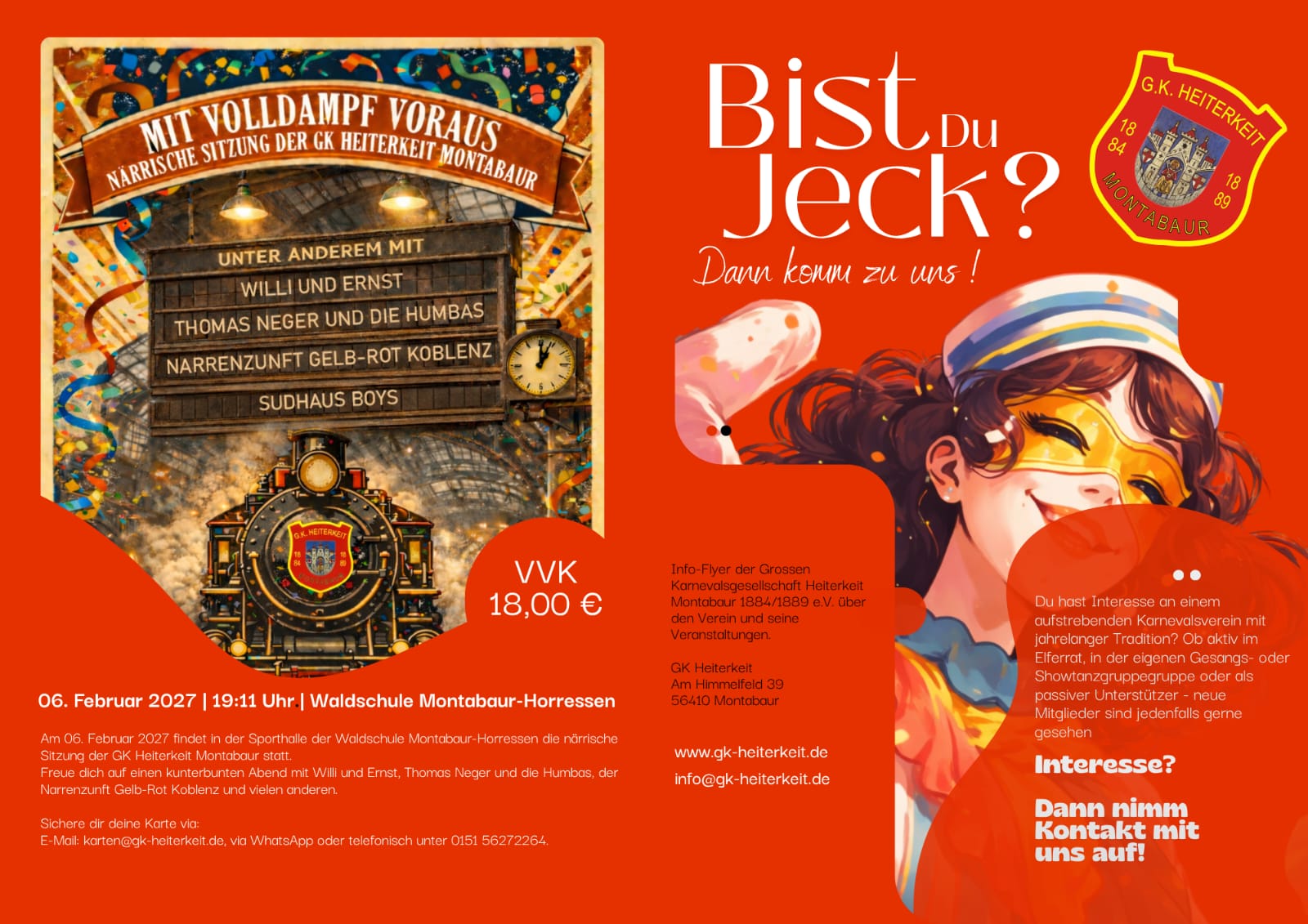 Info-Flyer Bist du jeck der GK Heiterkeit Montabaur